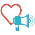 icon of a heart with a megaphone