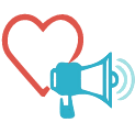 icon of a heart with a megaphone